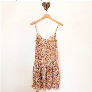 Zara floral spaghetti strap sundress with ruffles